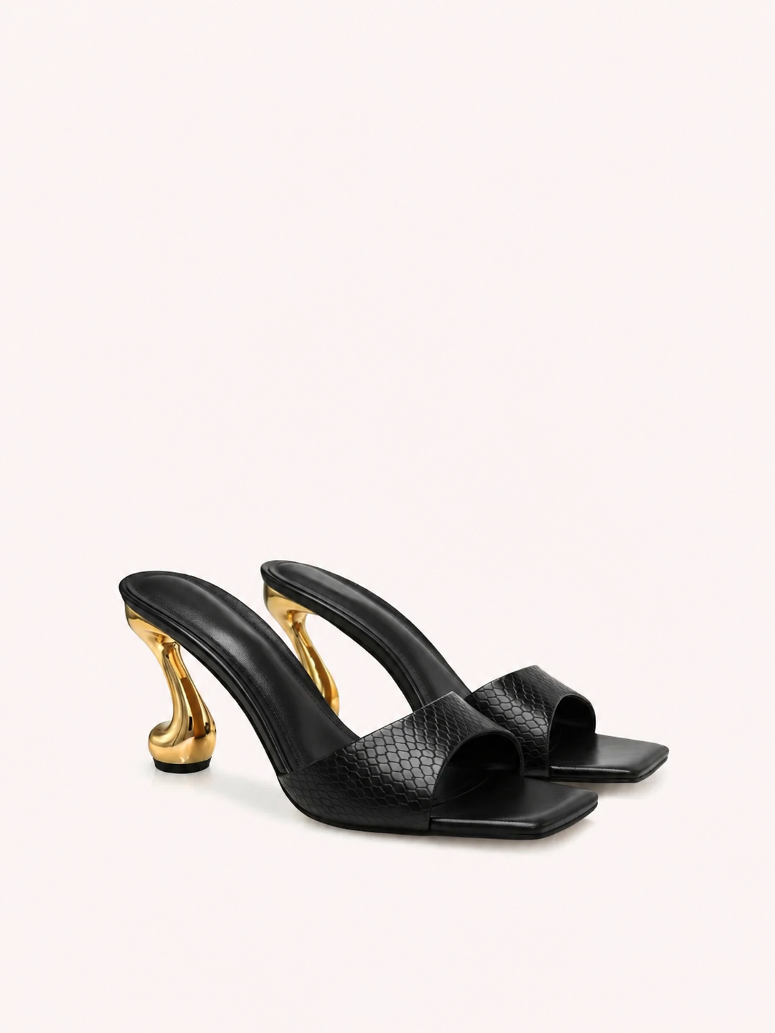 Sabrina Black Sculpt Heel Mule
