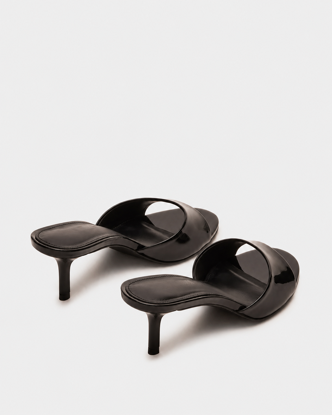 Selene Black Patent Leather Heeled Mules
