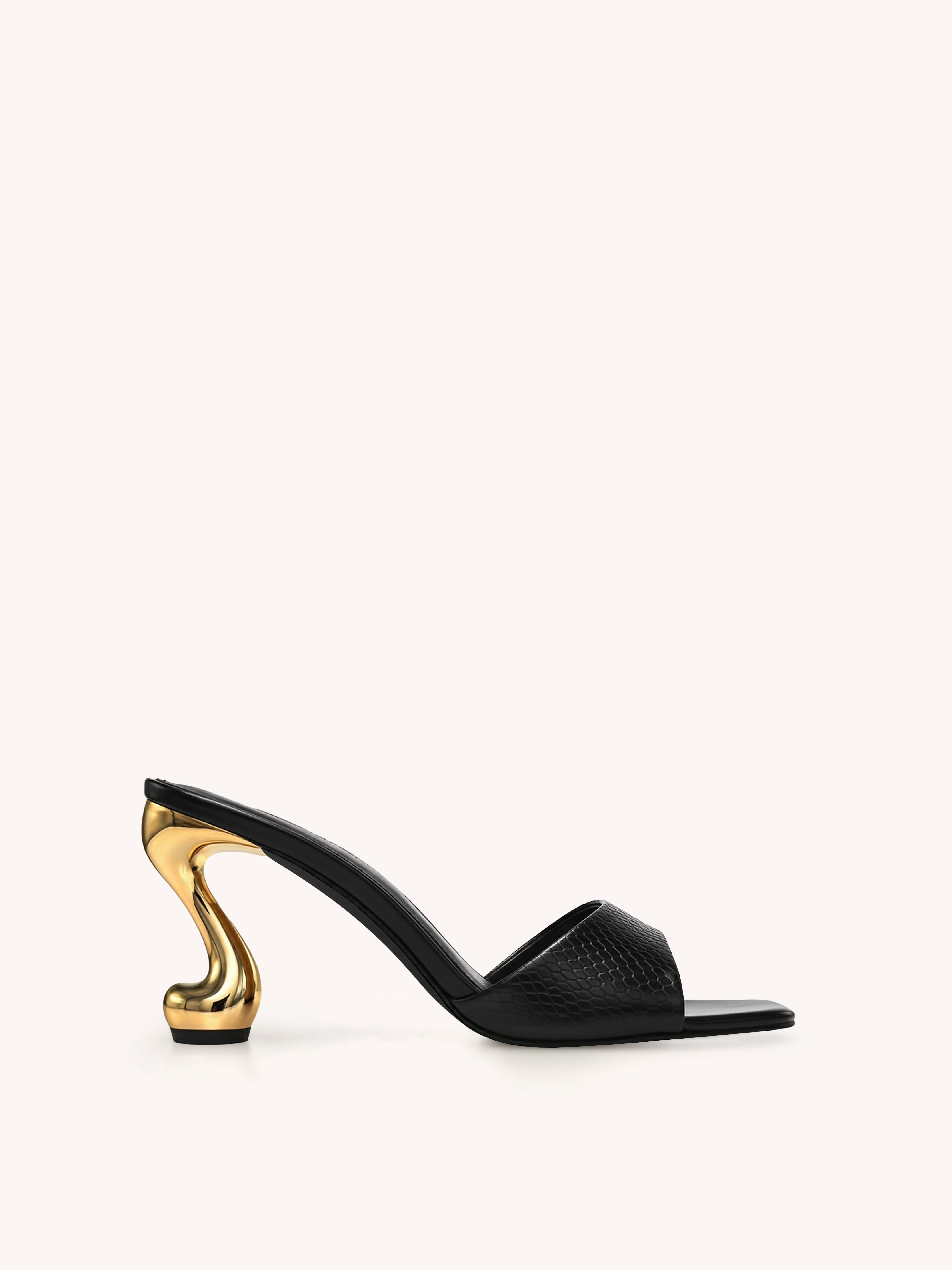 Sabrina Black Sculpt Heel Mule