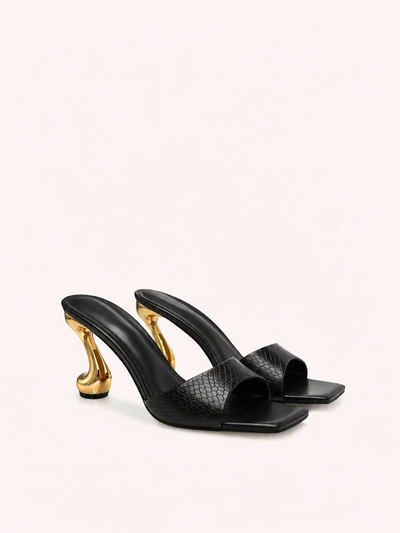Sabrina Black Sculpt Heel Mule
