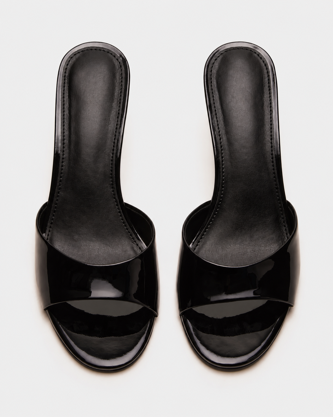 Selene Black Patent Leather Heeled Mules