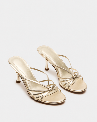 Aurelia Gold Strappy Mule Heel