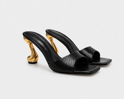 Sabrina Black Sculpt Heel Mule