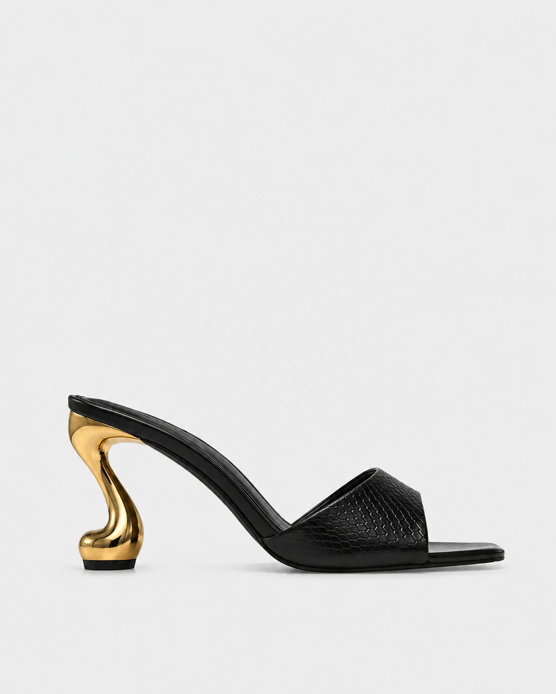 Sabrina Black Sculpt Heel Mule